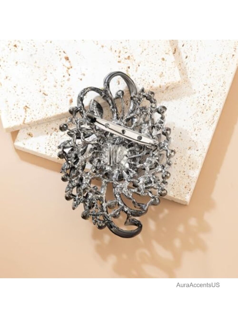 Large Crystal Floral Brooch Pin for Women Dress Hat Shawl Decoration - Picture 5 of 6